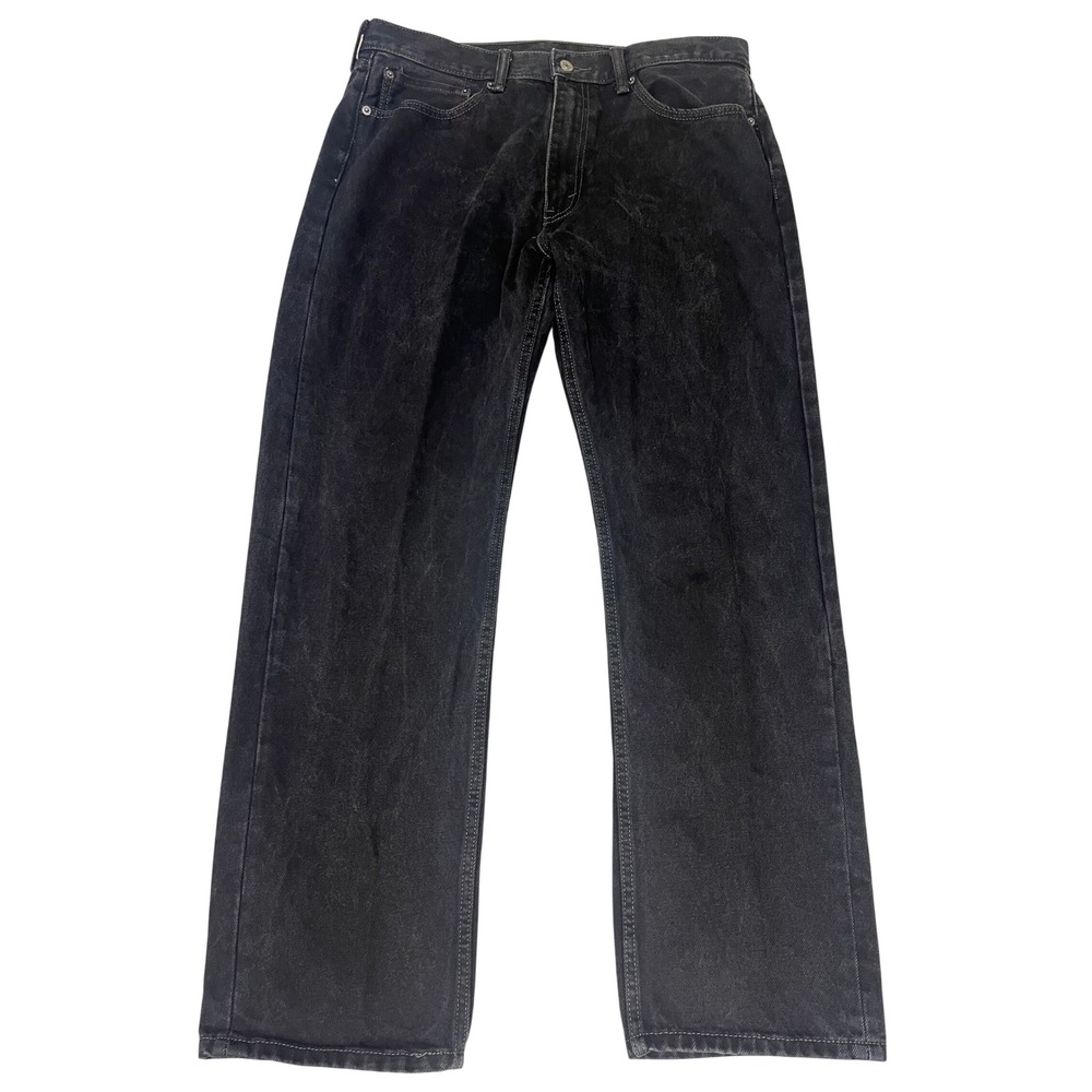 Levis 505 Mens Straight Leg Jeans 35" Faded Black Denim Pants